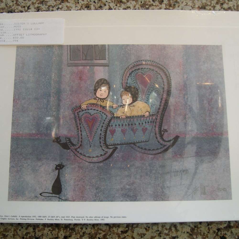 Vintage P. Buckley Moss 1992 Sister's Lullaby